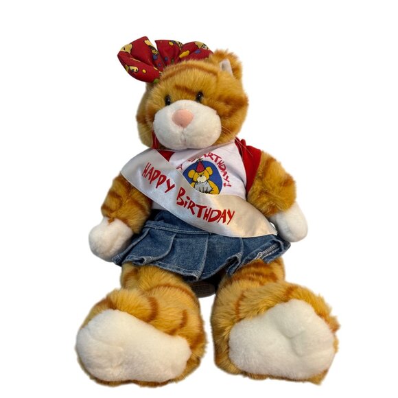 Build A Bear Orange Tabby Cat Happy Birthday Outfit Plush Stuffed Animal 17" - Picture 13 of 14